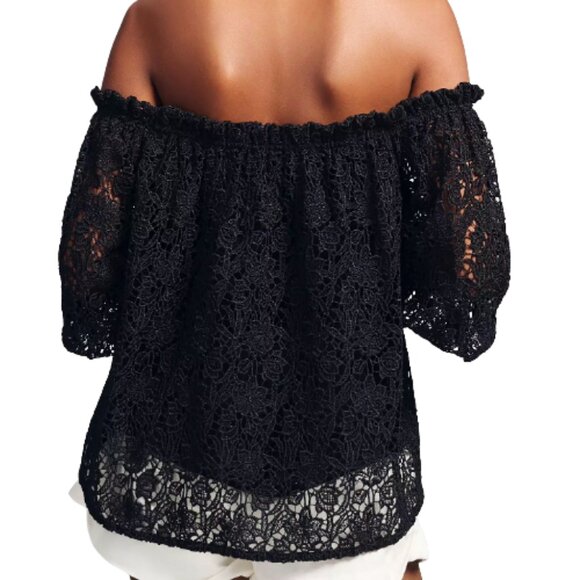 Maeve Anthropologie Lace Blouse Black XS Romantic Evening Boho Top - Picture 2 of 12